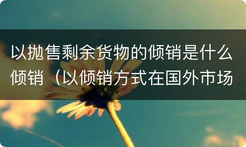 以抛售剩余货物的倾销是什么倾销（以倾销方式在国外市场抛售）