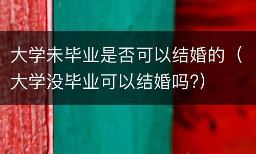 大学未毕业是否可以结婚的（大学没毕业可以结婚吗?）