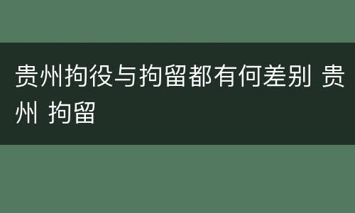 贵州拘役与拘留都有何差别 贵州 拘留
