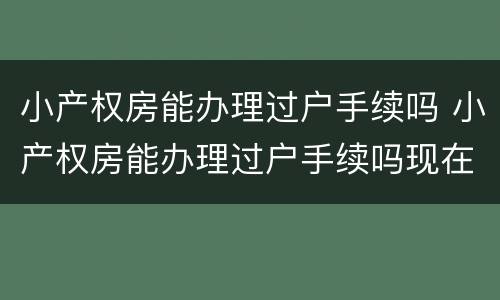 小产权房能办理过户手续吗 小产权房能办理过户手续吗现在