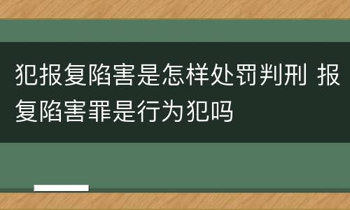 犯报复陷害是怎样处罚判刑 报复陷害罪是行为犯吗