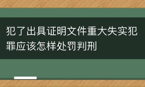 犯了出具证明文件重大失实犯罪应该怎样处罚判刑