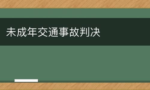 未成年交通事故判决