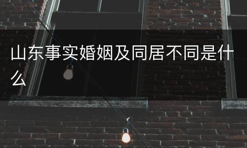 山东事实婚姻及同居不同是什么