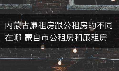 内蒙古廉租房跟公租房的不同在哪 蒙自市公租房和廉租房
