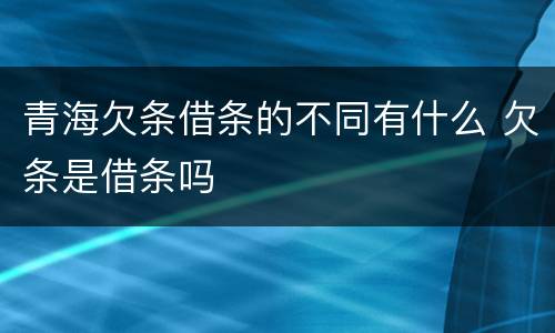 青海欠条借条的不同有什么 欠条是借条吗