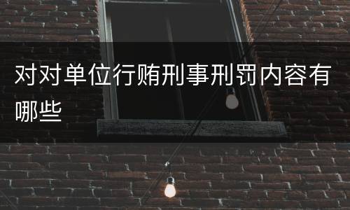 对对单位行贿刑事刑罚内容有哪些