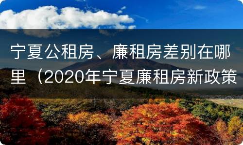宁夏公租房、廉租房差别在哪里（2020年宁夏廉租房新政策）
