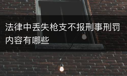 法律中丢失枪支不报刑事刑罚内容有哪些
