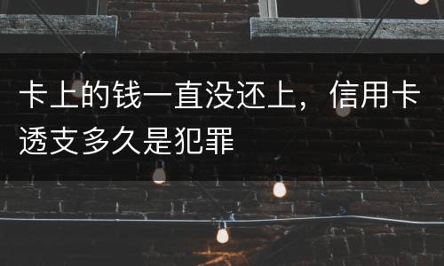 卡上的钱一直没还上，信用卡透支多久是犯罪