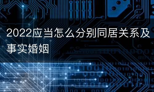 2022应当怎么分别同居关系及事实婚姻