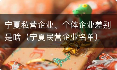 宁夏私营企业、个体企业差别是啥（宁夏民营企业名单）