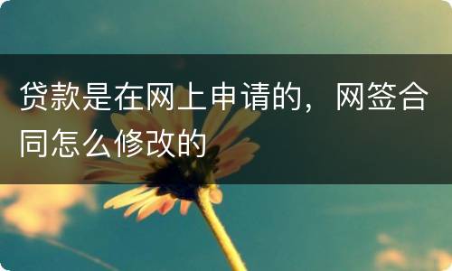 贷款是在网上申请的，网签合同怎么修改的