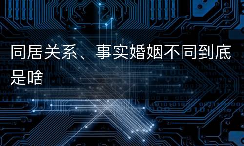 同居关系、事实婚姻不同到底是啥