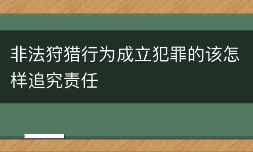 非法狩猎行为成立犯罪的该怎样追究责任