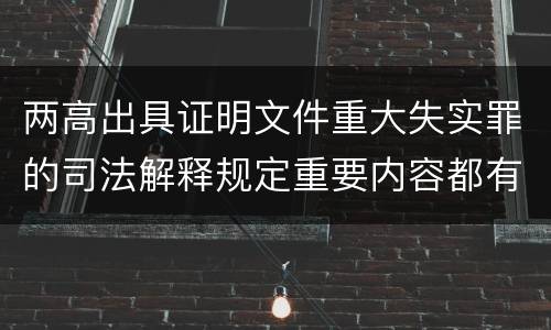 两高出具证明文件重大失实罪的司法解释规定重要内容都有哪些