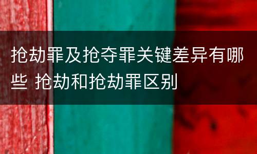 抢劫罪及抢夺罪关键差异有哪些 抢劫和抢劫罪区别