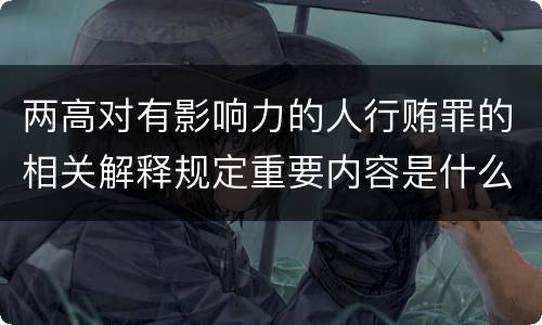 两高对有影响力的人行贿罪的相关解释规定重要内容是什么