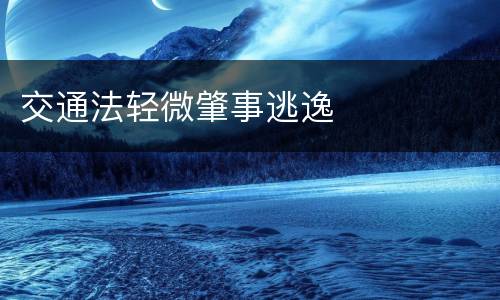 交通法轻微肇事逃逸
