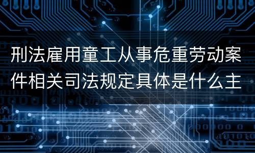 刑法雇用童工从事危重劳动案件相关司法规定具体是什么主要内容
