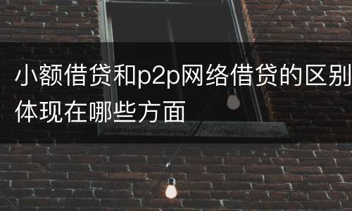 小额借贷和p2p网络借贷的区别体现在哪些方面
