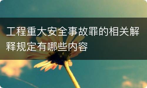 工程重大安全事故罪的相关解释规定有哪些内容