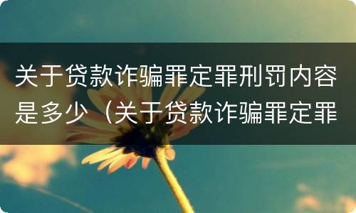 关于贷款诈骗罪定罪刑罚内容是多少（关于贷款诈骗罪定罪刑罚内容是多少条）