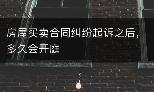 房屋买卖合同纠纷起诉之后，多久会开庭