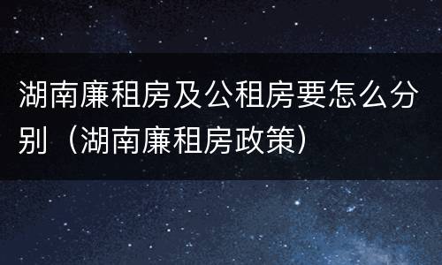 湖南廉租房及公租房要怎么分别（湖南廉租房政策）