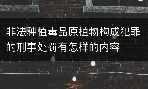 非法种植毒品原植物构成犯罪的刑事处罚有怎样的内容