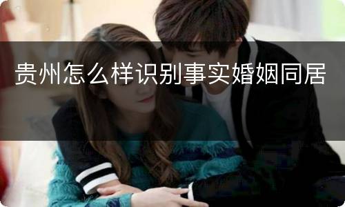 贵州怎么样识别事实婚姻同居