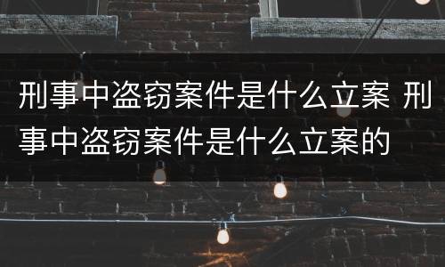 刑事中盗窃案件是什么立案 刑事中盗窃案件是什么立案的