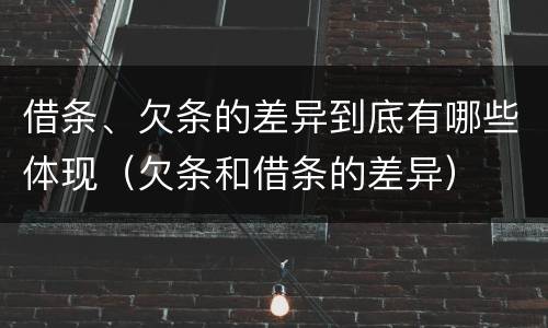 借条、欠条的差异到底有哪些体现（欠条和借条的差异）