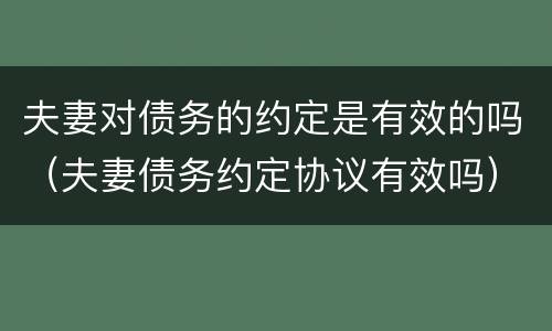 夫妻对债务的约定是有效的吗（夫妻债务约定协议有效吗）
