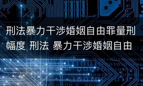 刑法暴力干涉婚姻自由罪量刑幅度 刑法 暴力干涉婚姻自由罪