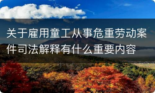 关于雇用童工从事危重劳动案件司法解释有什么重要内容