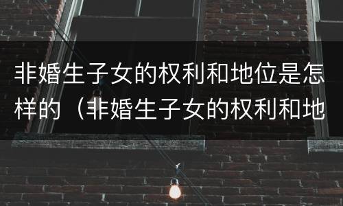 非婚生子女的权利和地位是怎样的（非婚生子女的权利和地位是怎样的呢）