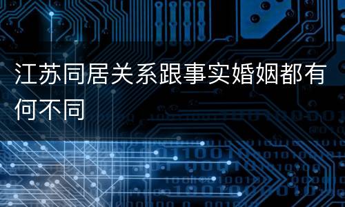 江苏同居关系跟事实婚姻都有何不同