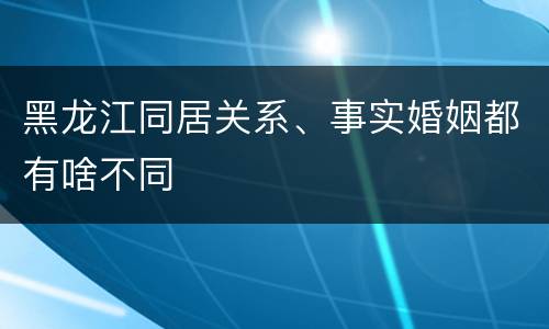 黑龙江同居关系、事实婚姻都有啥不同