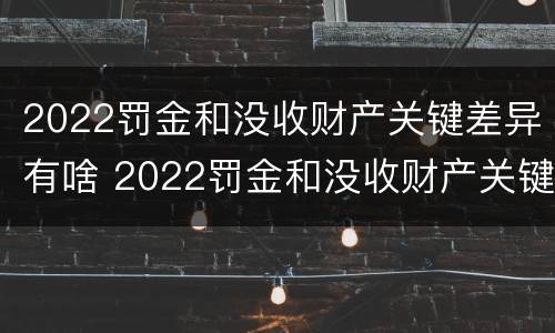 2022罚金和没收财产关键差异有啥 2022罚金和没收财产关键差异有啥不同