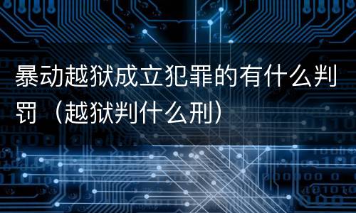 暴动越狱成立犯罪的有什么判罚（越狱判什么刑）
