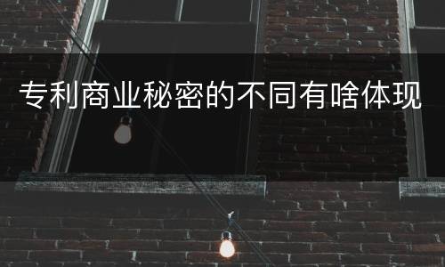 专利商业秘密的不同有啥体现