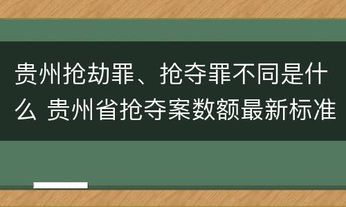 贵州抢劫罪、抢夺罪不同是什么 贵州省抢夺案数额最新标准