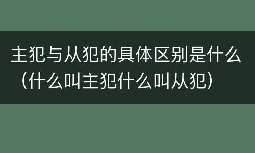 主犯与从犯的具体区别是什么（什么叫主犯什么叫从犯）