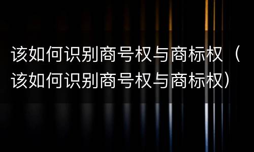 该如何识别商号权与商标权（该如何识别商号权与商标权）
