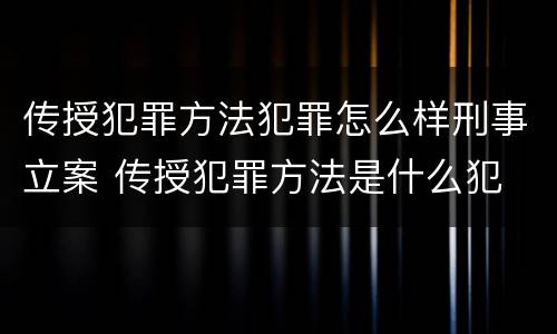 传授犯罪方法犯罪怎么样刑事立案 传授犯罪方法是什么犯