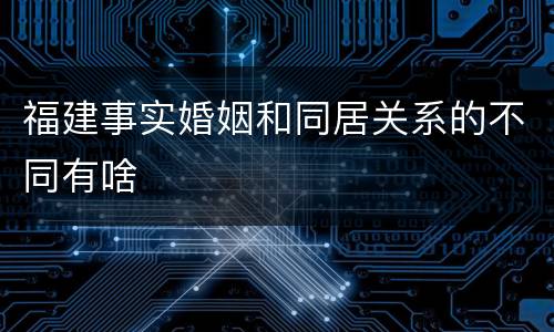福建事实婚姻和同居关系的不同有啥