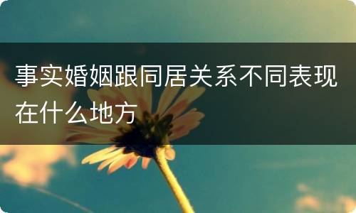 事实婚姻跟同居关系不同表现在什么地方