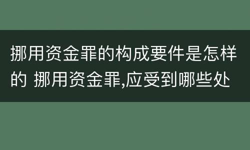 挪用资金罪的构成要件是怎样的 挪用资金罪,应受到哪些处罚