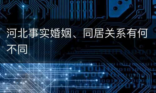 河北事实婚姻、同居关系有何不同